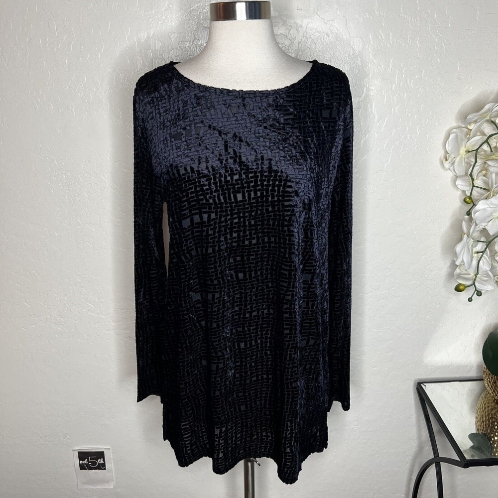 Vintage Halston Intimates Long Sleeve Velvet Mesh Dress Womens M